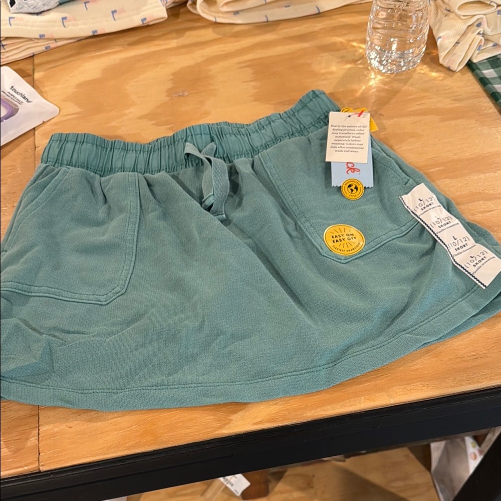 Kids Teal Elastic-Waist Skort with Front Pockets